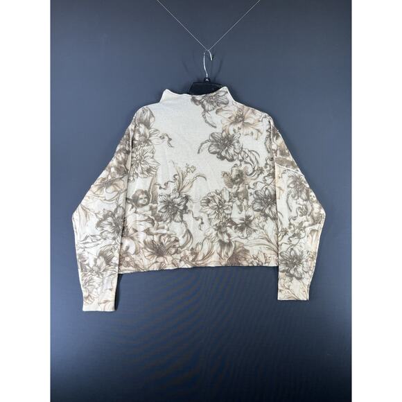 New Anthropologie The Pilcro Alani Cashmere Sweater Size Small Cherubs Printed - Picture 2 of 10